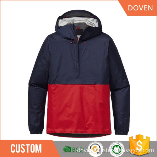 Custom mens contrast color windproof outdoor rain coat